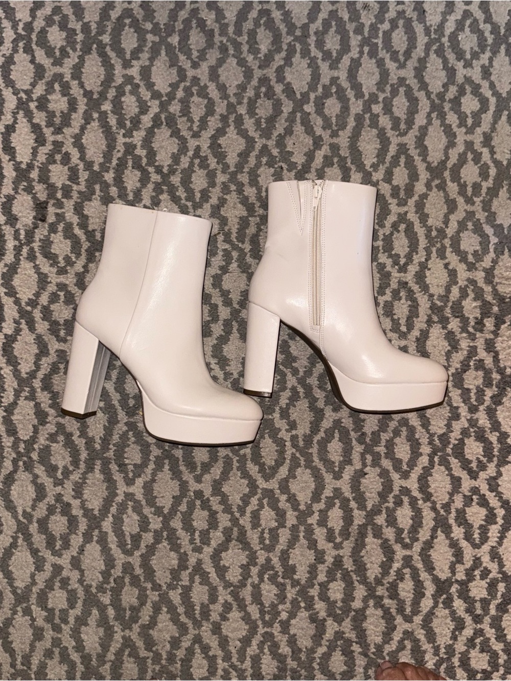 Mix No. 6 White Platform Block Heel Ankle Boots
